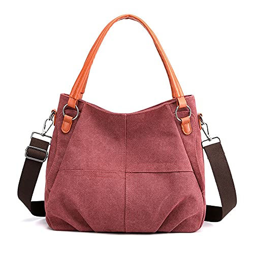 Sac à bandoulière en toile femme grande capacité en coton violet ca