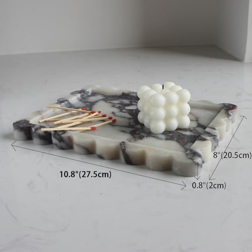 image for Nawgnail Natural Luxury Scalloped Marble Tray 10.8
