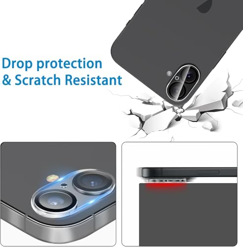 Image of Xmon Back Camera Lens Protector for iPhone 16 Plus (1 Pack) Premium Camera Glass Protector Guard, Anti-Scratch, Ultra-Clear, Easy Installation