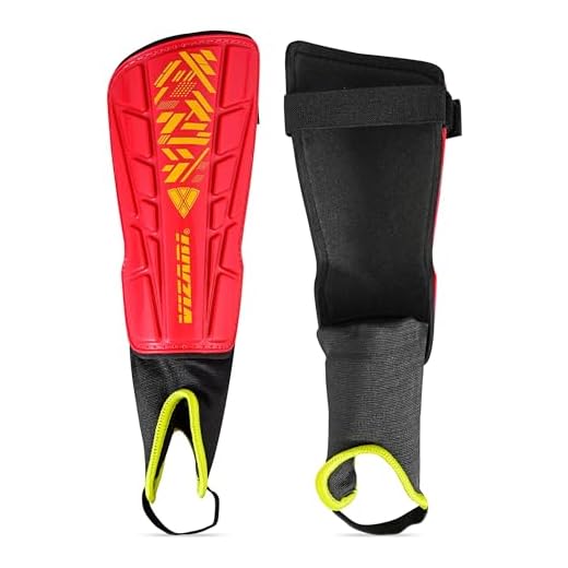 Vizari Malaga Shin Guard, Red/Yellow, Small