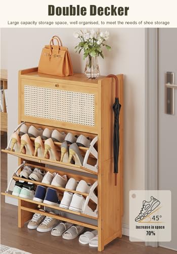 Meuble d'entrée à gobelet avec rangement double couche compact - 4