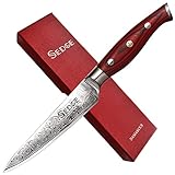 Sedge Kitchen Utility Knife 5 Inch - Japanese Damascus AUS-10V High Carbon Steel - Non-Slip Ergonomic G10 Handle with Gifted Box - SD-S Series