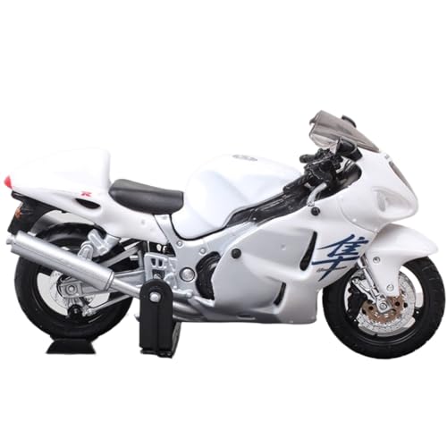 Suzuki GSX 1300R Hayabusa blanca 1/18 con rueda giratoria y base de aleación resistente
