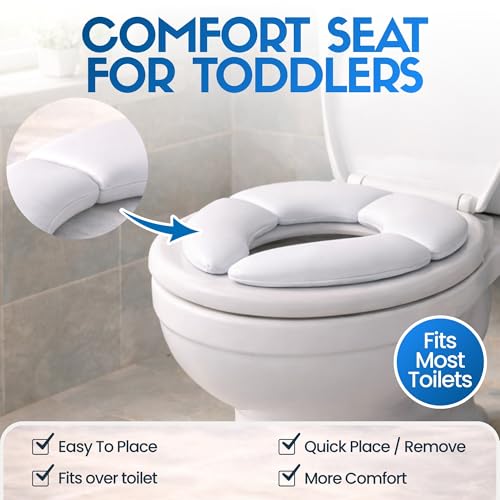 Travel Potty Seat w/ Washable Carry Bag - Perfect for Travel - Padded for Soft Cushion - Portable Reusable Toilet Pottie Training Seats Folds - Toddler Child Baby Kids - Mommy's Helper Cushie Traveler , White - Thumbnail 3