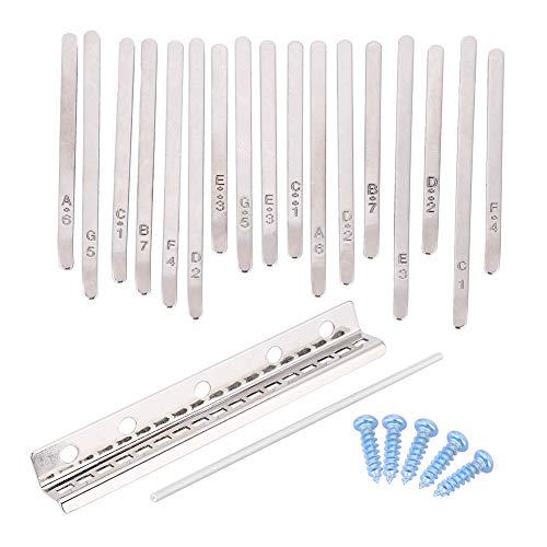 Daumen Klaviertasten, 17 Edelstahl-Tasten, Bridge Saddle und Adapter für Kalimba Thumb Piano DIY Ersatzteile für Musiker, DIY-Liebhaber und Sammler