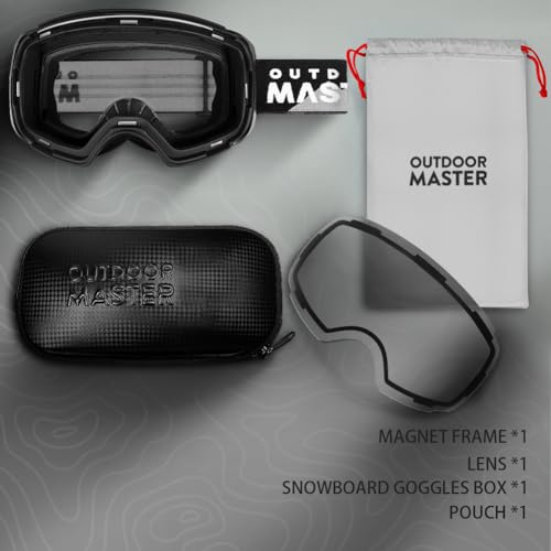 Image of OutdoorMaster Ski Goggles PRO - Frameless, Interchangeable Lens 100% UV400 Protection Snow Goggles for Men & Women ( Black Frame VLT 99% Clear Lens and Free Protective Case )