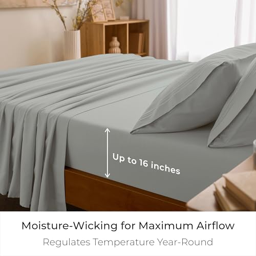 Image of Mellanni King Sheets Set - 4 PC Iconic Collection Bedding | Hotel Luxury, Extra Soft, Cooling Bed Sheets - Wrinkle, Fade, Stain Resistant (King, Spa Mint)
