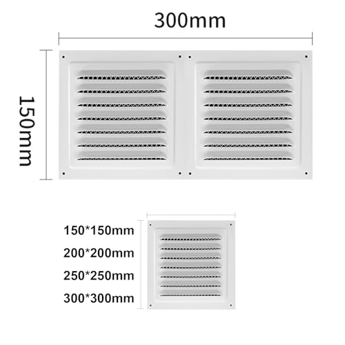 Griglia di ventilazione in acciaio inox, regolabile, per sistemi HVAC, montaggio a soffitto/parete, 250 x 250 mm, con schermo ct