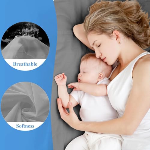 Image of Twin Waterproof Mattress Protector - Noiseless, Breathable, Machine Washable Fitted Mattress Cover with Deep Pockets up to 5 inch-21 inch（Dark Grey）