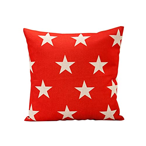 Daesar Housse De Coussin Decorative, Housse Coussin 40x40 Rouge Taie D Oreiller Deco Étoile Lin Cover
