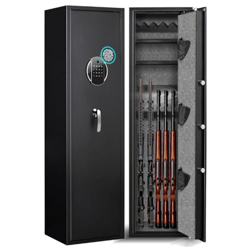 ENWYTE Gun Safe Cabinet Home Rifle and Pistols Quick Access Biometric Fingerprint Rifle Safe Digital Keypad Emergency Keys for Home Office Utility Room(Fingerprint)