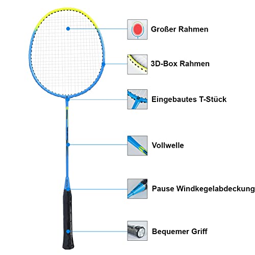 Badminton Set für 2 Personen mit Schlägern und Federbällen