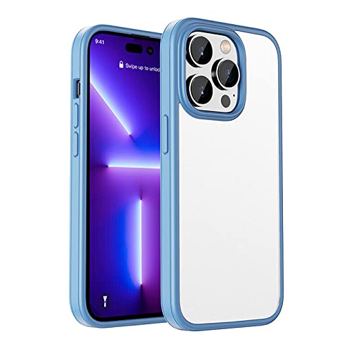 Coque iPhone 14 Pro Max antichoc bleue avec protège-objectif givré