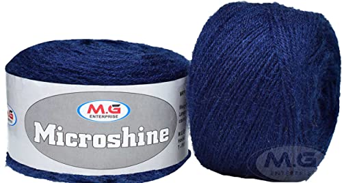 Image of M.G Microshine Navy (400 gm) Wool Hank Hand Knitting Wool /Art Craft Soft Fingering Crochet Hook Yarn, Needle Knitting Yarn Thread dye OA