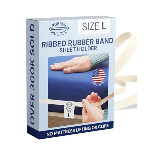 RUBBER HUGGER The The Bed Sheet Holder Band – New Approach for Keeping Your Sheets On Your Mattress – No Sheet Straps, Sheet Clips, Grippers, or Fasteners. (Large Size for King Mattress)
