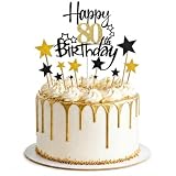 JEKUGOT Topper per torta per 80° compleanno, nero e oro, personalizzabili, per uomini e donne, decorazioni per 80° compleanno per feste a tema