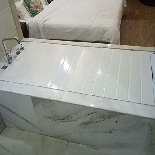 Couvercle d'isolation de baignoire JATIBOSH blanc pliable en PVC