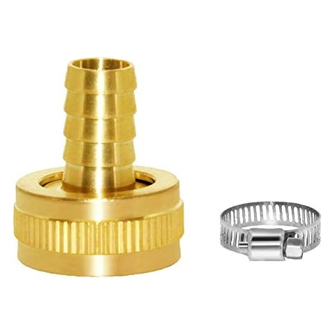 Joywayus 5/8" Barb x 3/4" Female GHT Thread Swivel Round Brass Garden Water Hose Pipe Connector Copper Fitting with Stainless Clamp House/Boat/Lawn/Power Wash/Irrigation Cover