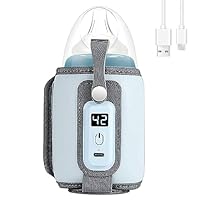 mizikuu Flaschenwärmer Baby, Tragbarer Babykostwärmer USB Schnell-Flaschenwärmer mit Genaue Einstellbare Temperatur Babyflaschenwärmer Erwärmen und Warmhalten von Babynahrung für Babyflaschen Blau