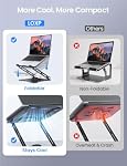 LOXP Adjustable Laptop Stand for Desk, Metal Foldable Laptop Riser Holder, Portable Ventilated Cooling Desk Book Shelf, Ergonomic Computer Notebook Stand Compatible with 10-15.6" Laptops