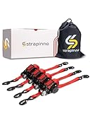 Strapinno Retractable Ratchet Straps - 1 in x 12 ft Heavy Duty Tie Downs, 1800lbs Breaking Strength...