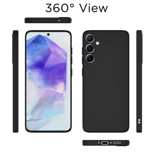 Image of Outlouders Back Cover for Samsung Galaxy A55 5G | Camera Protection | Durable Soft Matte Silicone Bumper Case (Black)