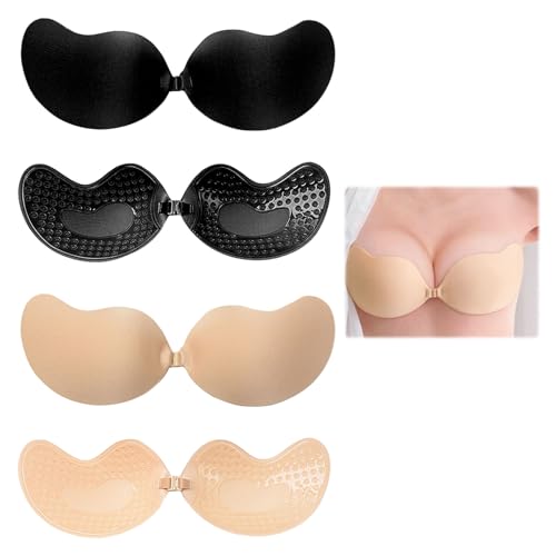 Nangilo Sticky Bra, 4 Pairs Reusable Invisible Bra, Sticky Bras, Stick On Br a, Sticky Br a Push Up, Adhesive B ra, Push Up Sticky B ra for Low Cut Dress Summer V-Neck for Weddings Parties Dances
