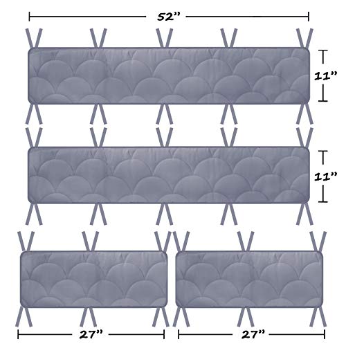Breathable Crib Liner Pad for Baby, Crib Safety Guard Pad with Thick Padding, Nursery Crib Liner Protector for Boys Girls, Grey
