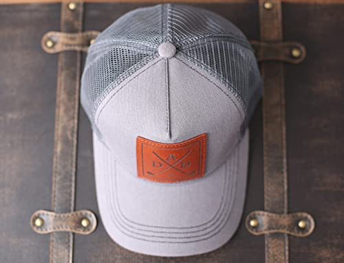 Image of Dad Hat Gift for Father's Day - New Grandpa Gift Trucker Hat for Dad Golf Hat with Custom Leather Patch