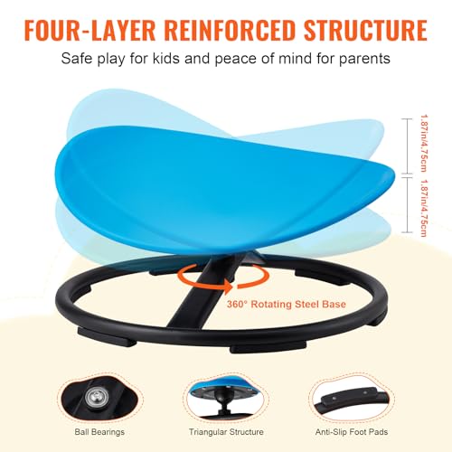 Image of VEVOR Kids Swivel Chair, 220 LBS Capacity, Sensory Spinning Chair, Autistic Kids Sensory Toy with Non-Slip Metal Base, Toddler Sit and Spin for Coordination Balance Focus Training Blue