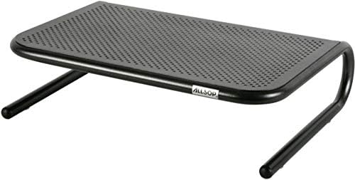 Allsop Metal Art Jr. Monitor Stand, 14-Inch wide platform holds 40 lbs with keyboard storage space - Pearl Black (30165)