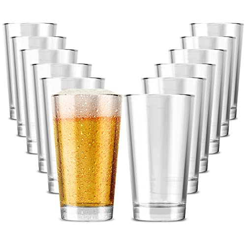 Chef's Star Clear Beer Pint Glasses Pub Drinking Glasses Cocktails Water Juices and Other Beverages 16oz Set of 12