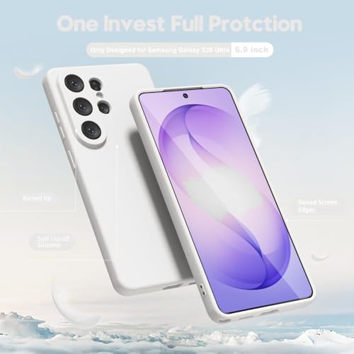 Image of DIZORO Microfiber Candy Case Compatible with Samsung S26 Ultra 5g Smooth Touch Cushion Liquid Soft Silicone Gel Rubber Phone Cases Non-Slip Full Body Protective Shockproof Back Cover (White)