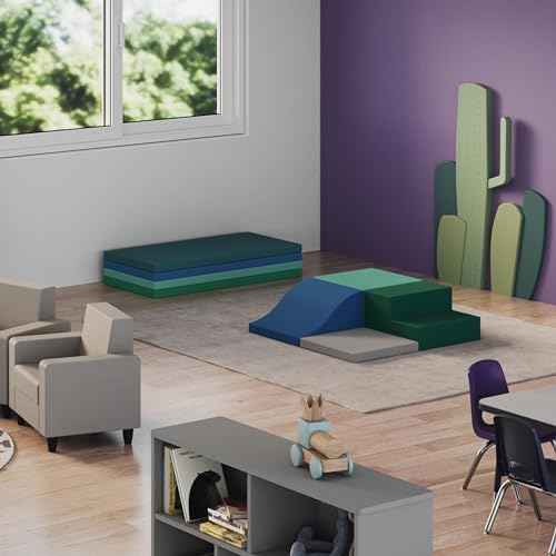 Factory Direct Partners 12269-CT SoftScape Sleepy Time Children\"s Non-Folding Foam Rest Nap Mat with Non-Slip Bottom for Home, 2\" Thick with Name Tag Holder (4-Pack) - Contemporary