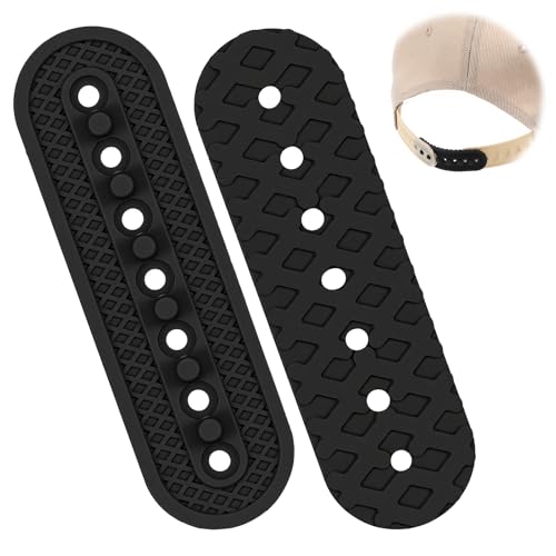 Apojgitn 2PCS Hat Size Extender Adjustable Hat Size Snapback Extender with Silicone 7 Holes Durable Black Buckle Replacement for Snapback & Baseball Caps Hats Accessories