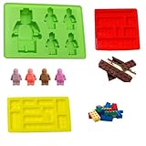 Building Brick Candy Mold Silicone Chocolate Robot Mold Set of 3 Ice Trays Ideal Making Melted Chocolate Fondant Cake Jelly Ice Cube for Kids Party
