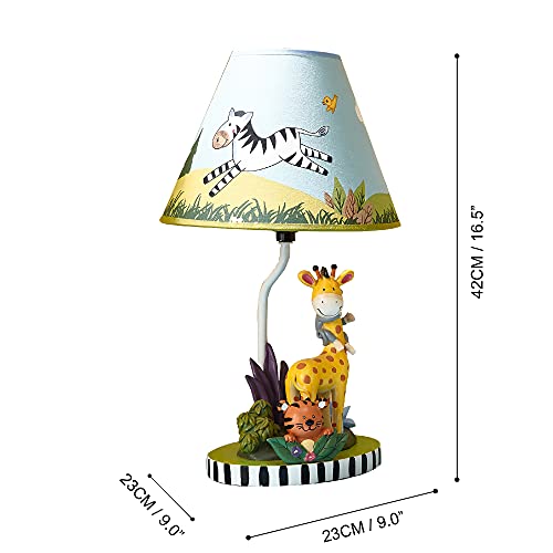 Fantasy Fields - Sunny Safari Animals Thematic Kids Table Lamp, for Girls & Boys Rooms with Printed Zebra Lampshade & Sculpted Monkey, Giraffe, & Tiger Base, Jungle Lamp for Nurseries & Baby Rooms - Image 4