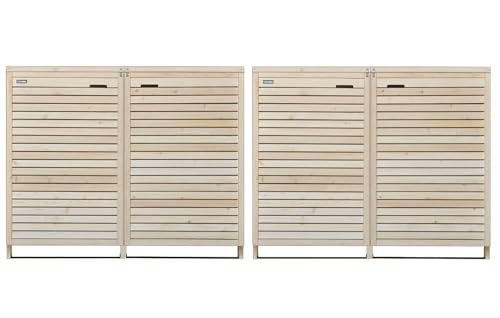 Fairpreis-design Mülltonnenbox Mülltonnenverkleidung Holz 240L Natur inkl. Rückwand vormontiert Müllcontainer Mülltonnenschrank Mülltonne Adria (4 Tonnen)