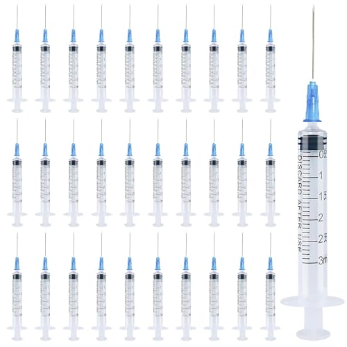 Bohoray 30pcs 3ml Seringues, Seringues Sans Aiguille Emballés Individuellement Sterile Plastique Seringue pour Alimentation des Animaux Domestiques, Laboratoires,...
