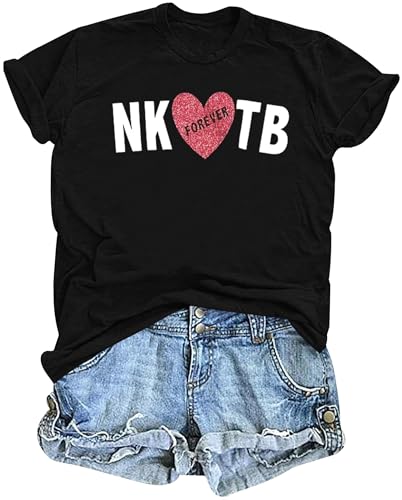 Contry Music Shirt Concert Shirts: Nk Forever TB Letter Printed 80s Outfits Casual Short Sleeve Outfits Black