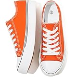 FRACORA Womens White Black Canvas Sneakers Low Top Canvas Shoes for Women Tennis Shoes(Orange,US9)