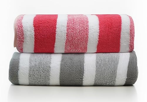 Image of MAXOSHINE Hand Towel Set of 2-Super Soft Quick Dry Microfiber Face Towel for Women Men-Hanging Loop Napkins for Wash Basin Gym Sports Travel-40 x 60 cm (Red /Grey, Set of 2)