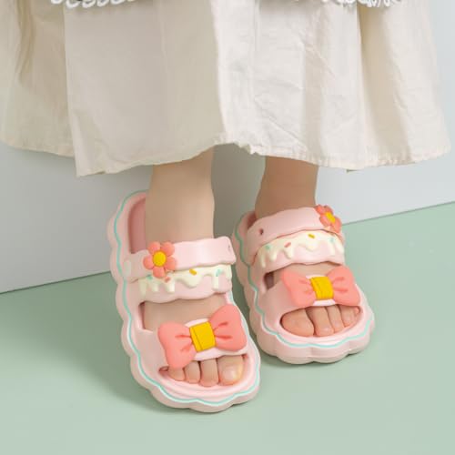 Casazoe Kids Girls EVA Sandals Princess Cute Bowknot Charms Garden Water Outdoor Beach Flats Slip-on Breathable Lightweight Indoor Shower Shoes4