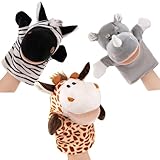 DORGKIRA 3 PCS Títeres de Mano de Animales de Peluche Suave, para Niños, Juguetes para Aliviar Ansiedad, Cuentacuentos,...
