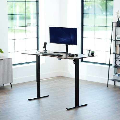Image of VIVO Electric 63 x 32 in Rustic Standing Desk, Memory Height Adjustment, 1B Series, Holds 220 lbs, Vintage Brown Top Black Frame, DESK-KIT-1B1N