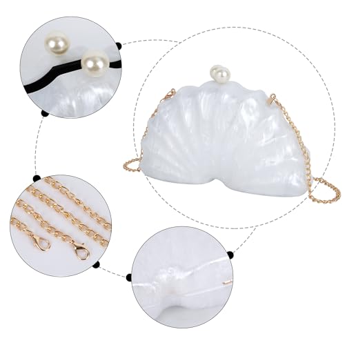 Image of Women Seashell Evening Bag Purse Mermaid Chain Strap Clutch Handbag Shoulder Bag | Seashell