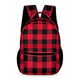 SDERDZSE Backpack Red And Black Buffalo Plaid Laptop Backpack Casual Daypack Cute Travel Backpack for Women Men