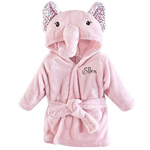 Personalized Baby Bathrobe – Custom Name or Monogram Embroidery – Soft Plush Robe for Newborns & Infants – Baby Shower for Boys & Girls – Bath Time Essential (Pink Floral)