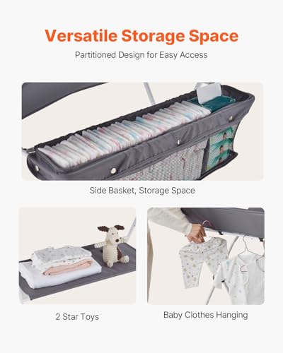 image for VEVOR Baby Changing Table, Foldable Diaper Change Station with Side Ba