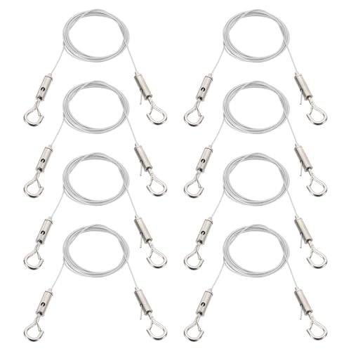 Image of PATIKIL 8 Pcs Adjustable Picture Hanging Wire Kit, 2m /6.6ft Fit for 1.5mm Wire Heavy Duty Stainless Steel PVC Coated Wire Rope Hanger Hardware for Hanging Mirrors, Frames, Lamps